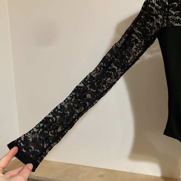 Black lace body suit top shirt small - Picture 2 of 4